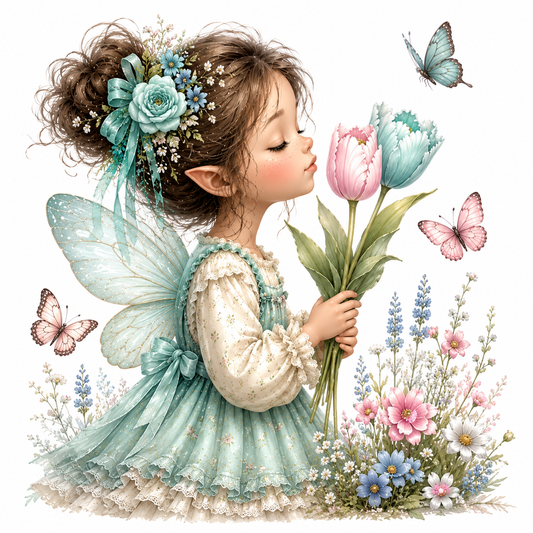 Simonx Mint Fairy Girl Clipart PNG | Whimsical Pastel Watercolor Digital Download